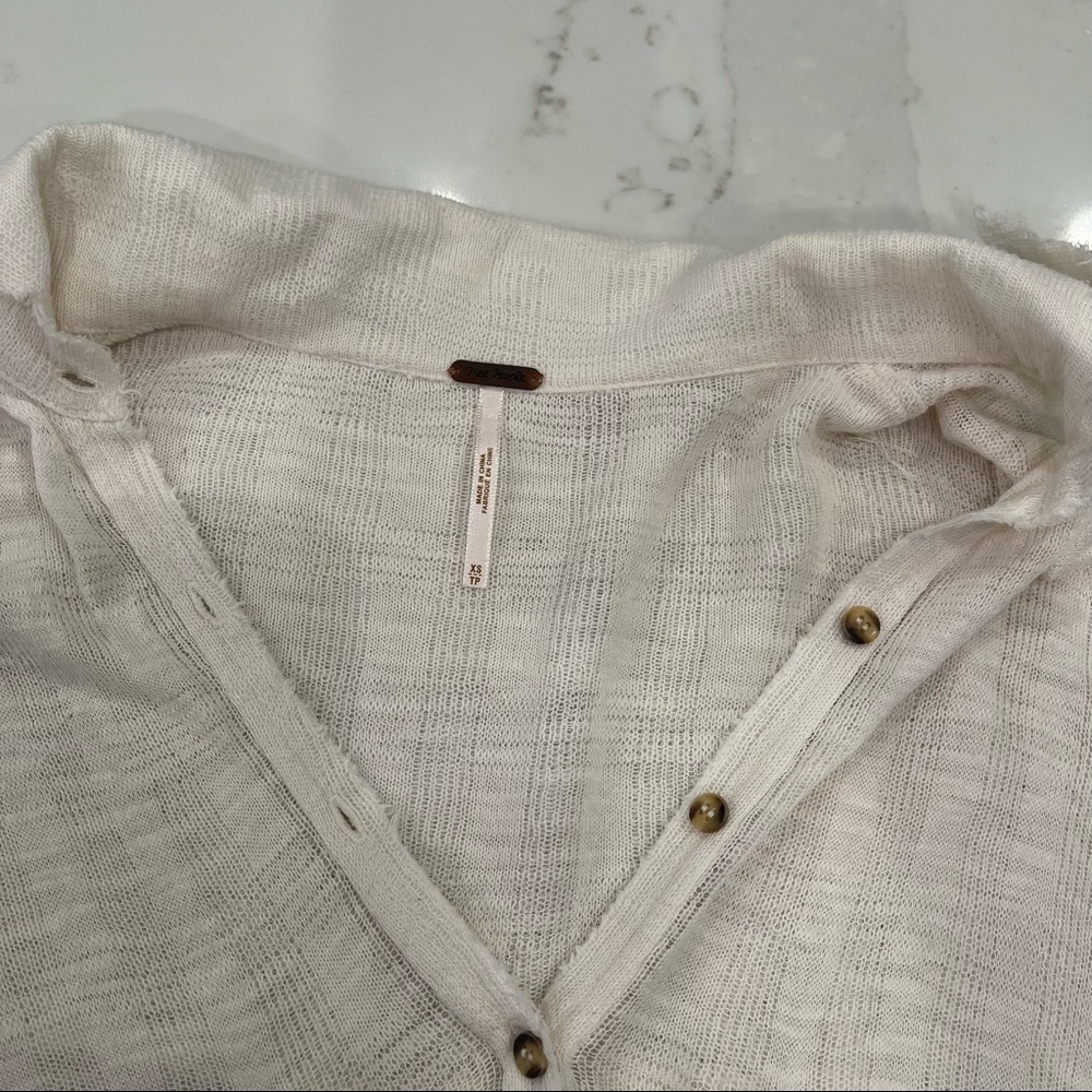 Free People cream long sleeve button down top - Picture 8 of 14
